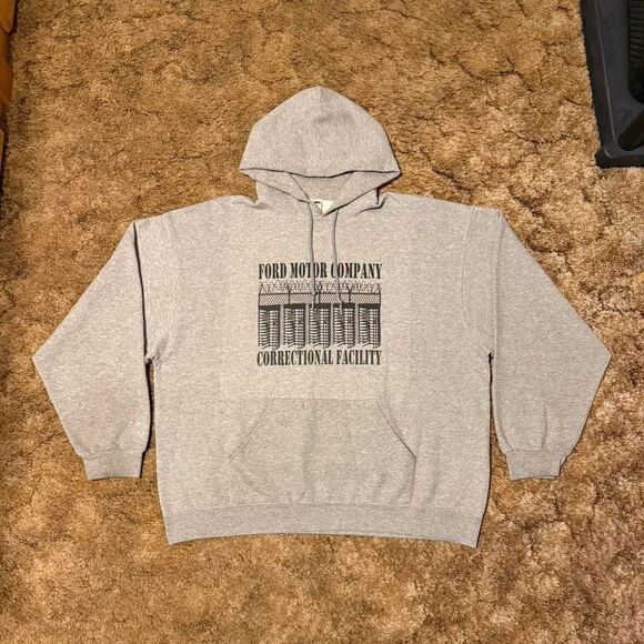 Vintage Ford Motor Company Prison Hoodie Grey XXLarge - Picture 1 of 6